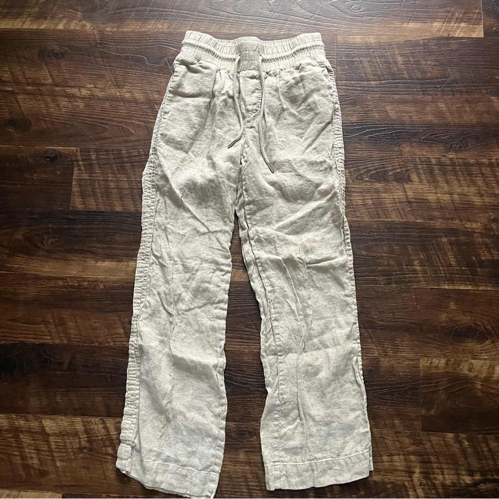 Quince Natural Linen-Blend Drawstring Trousers